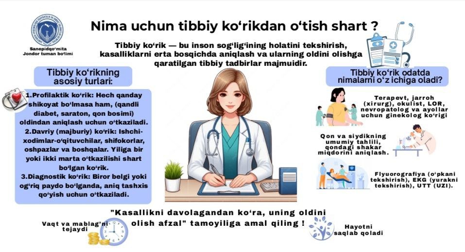 Tibbiy ko’rikdan o’tish muhim!