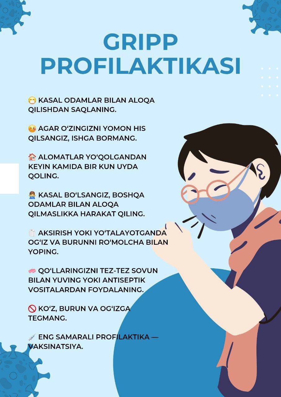 Gripp oldini olish choralari.