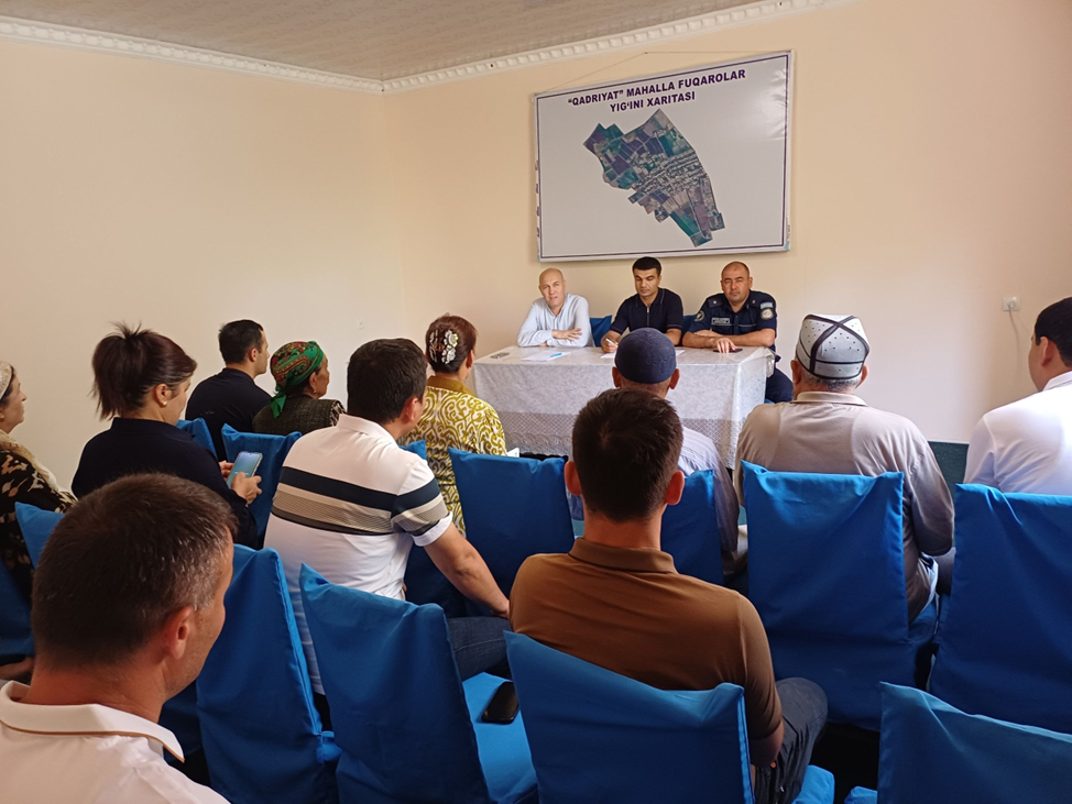 🔰 Aholi salomatligini saqlash maqsadida olib borilayotgan "Yangicha mahallabay" ishlash dasturi boʻyicha yigʻilish oʻtkazildi.