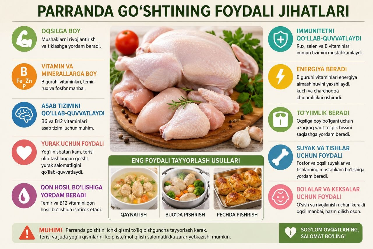 Parranda go‘shtining foydali jihatlari